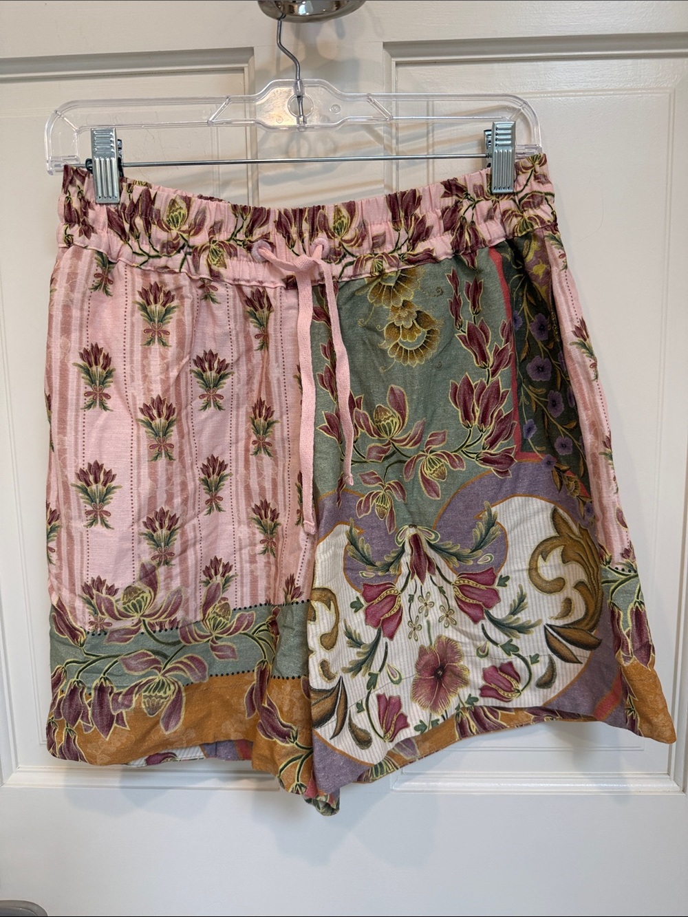 Agua Bendita Pink Floral Patchwork Mini Shorts